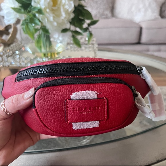Coach Sprint waist Belt Bag 24 COLOR: Gunmetal/1941 Red - Picture 7 of 10